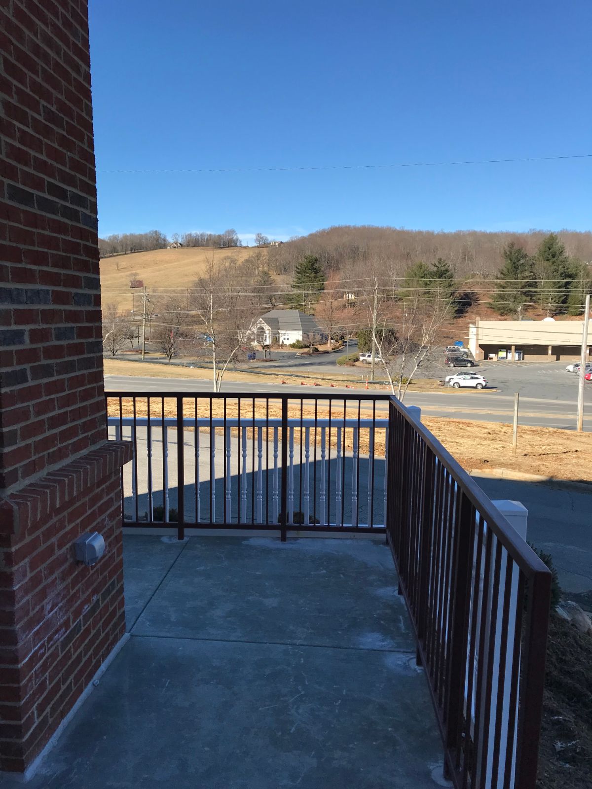 Steel safety railing along sidewalk area at Bojangles Jefferson NC