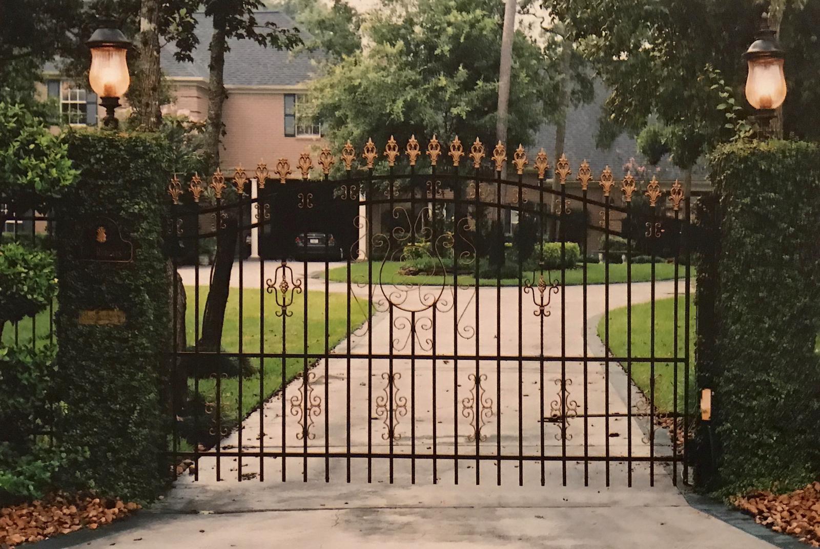 Custom Ornamental Iron Entrance Gate with Access Control
