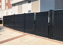 Black commercial sliding gate
