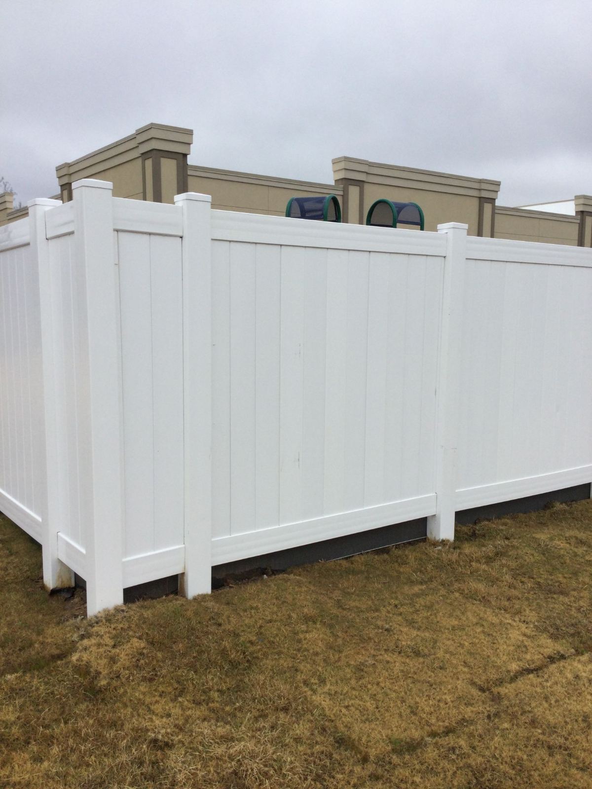 6' High White PVC Perimeter Fence - Roadside Run