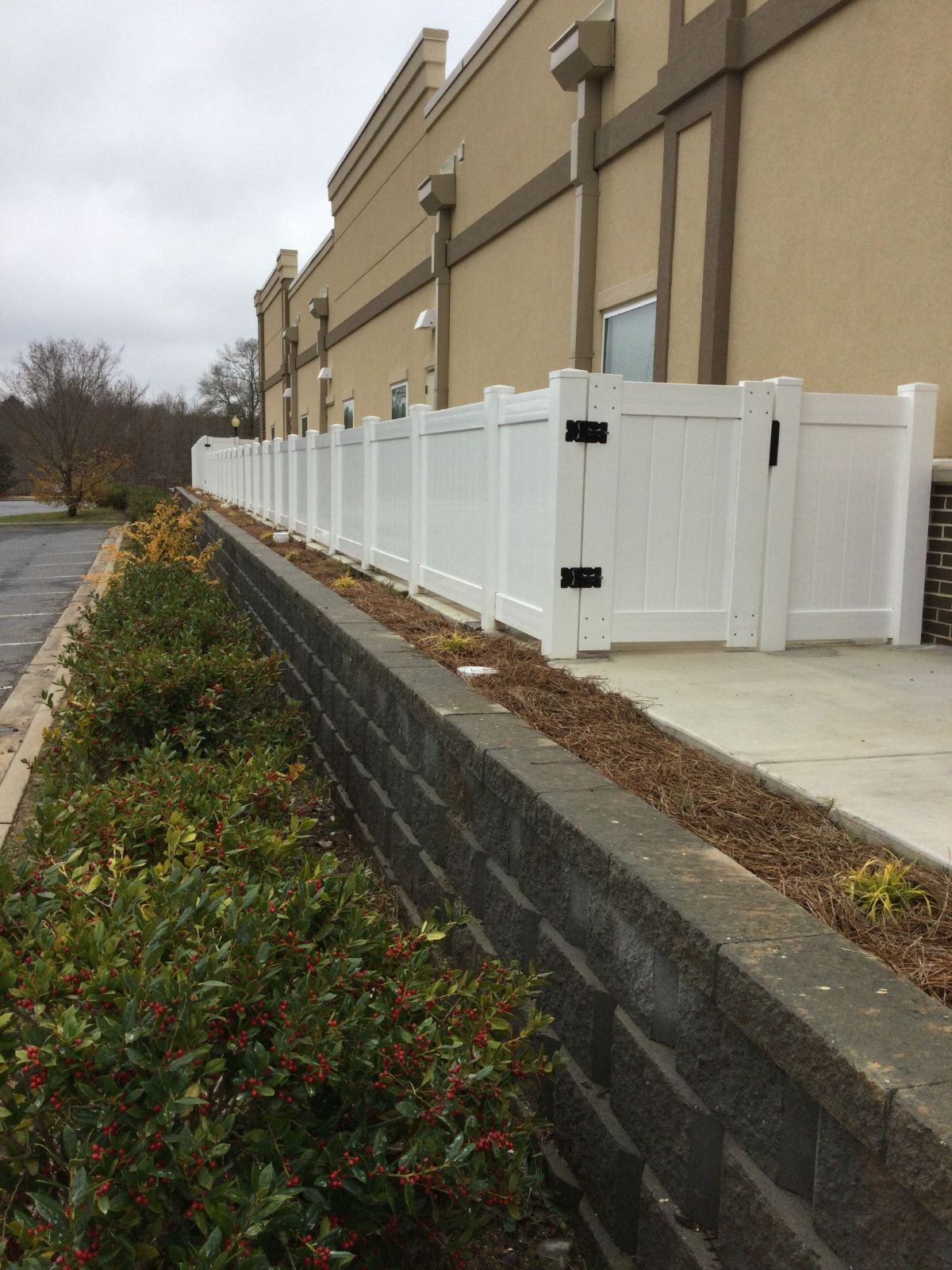 6' High White PVC Perimeter Fence with Corner Post