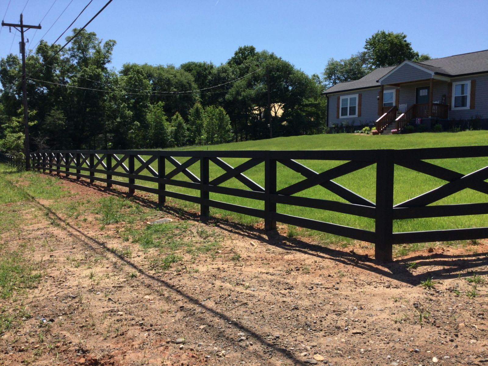 Custom 5 Painted Wood Rail Fence with Cross-Brace Panels